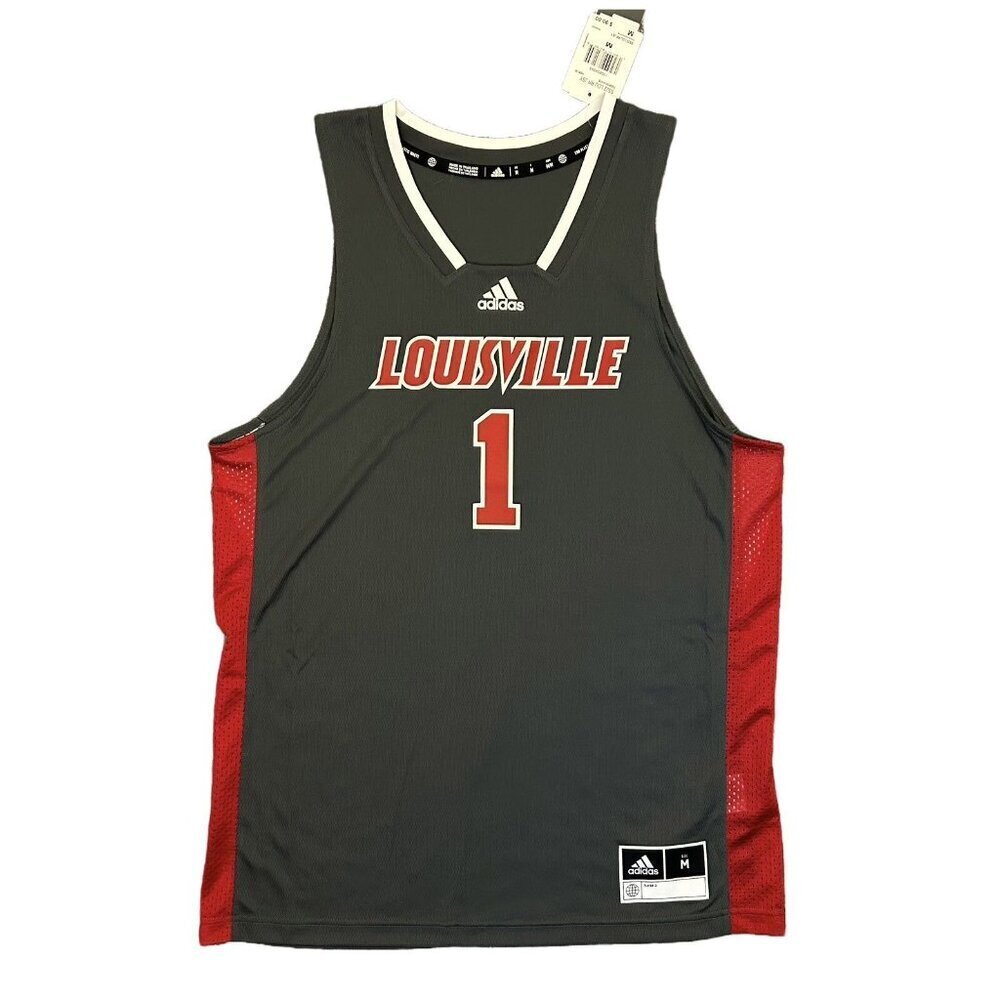NWT $90 adidas Mens Louisville Cardinals #1 Basketball Jersey Size M - Medium